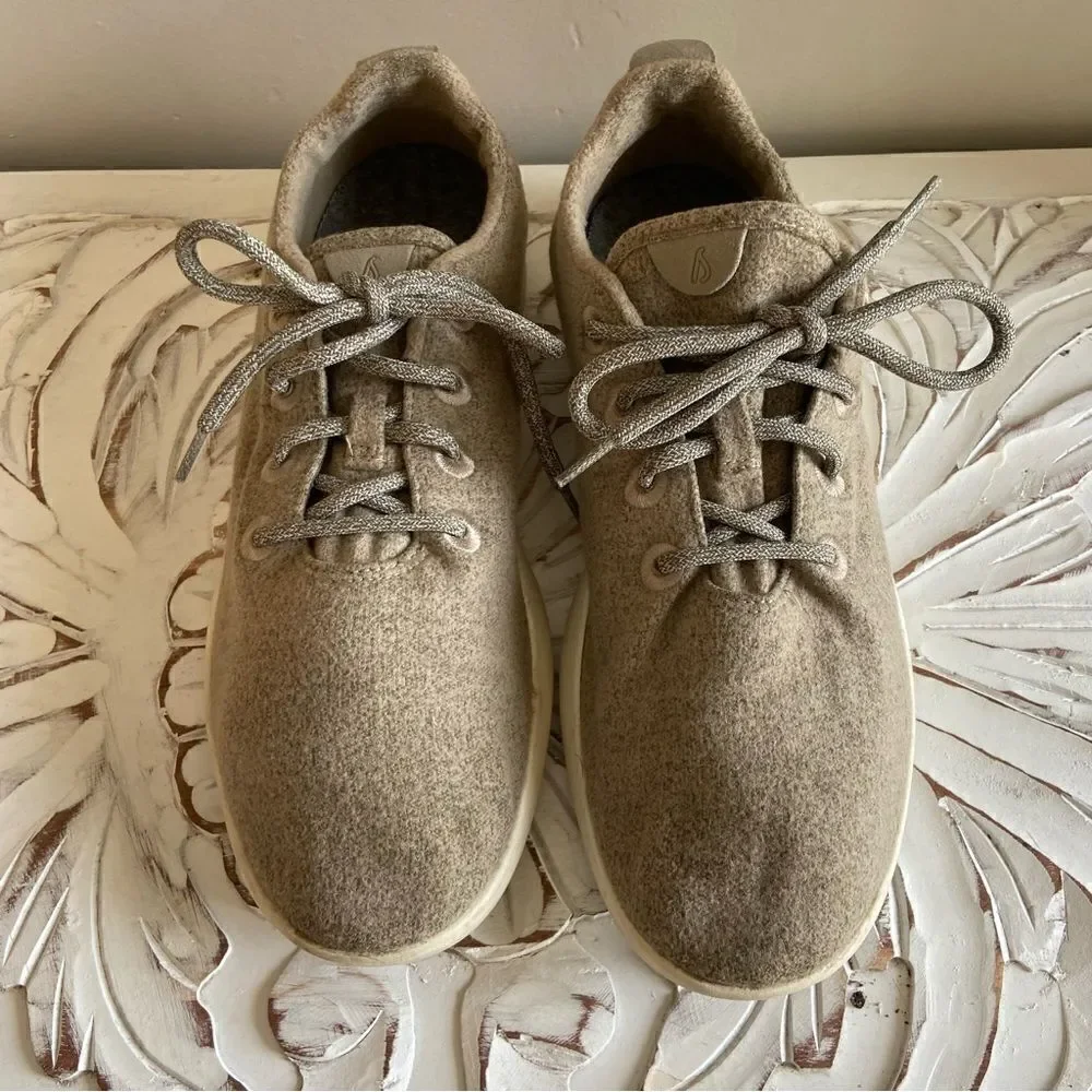 Allbirds Mens Wool Runner Tan Running Shoes Size 12